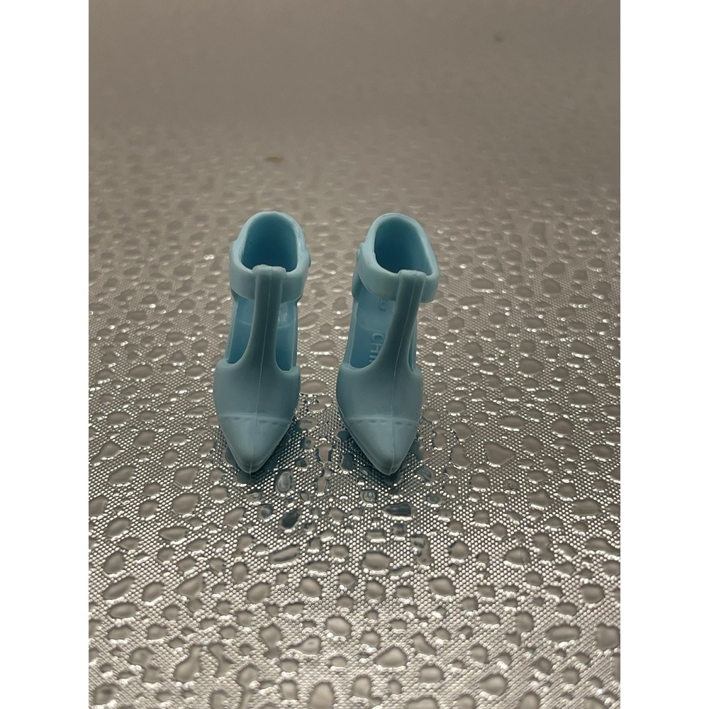 Barbie Closed Pointed‎ Toe Light Baby Blue T-Strap High Heels Pumps Shoes